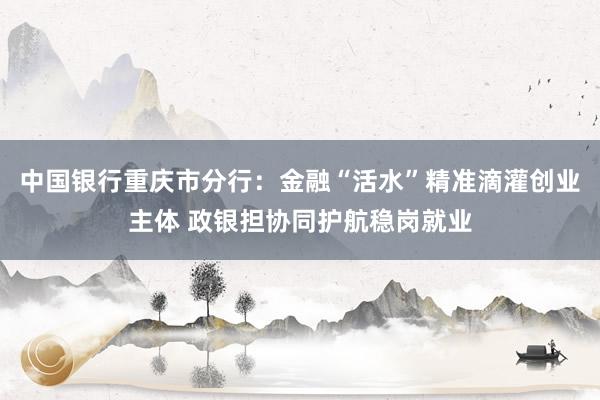 中国银行重庆市分行：金融“活水”精准滴灌创业主体 政银担协同护航稳岗就业