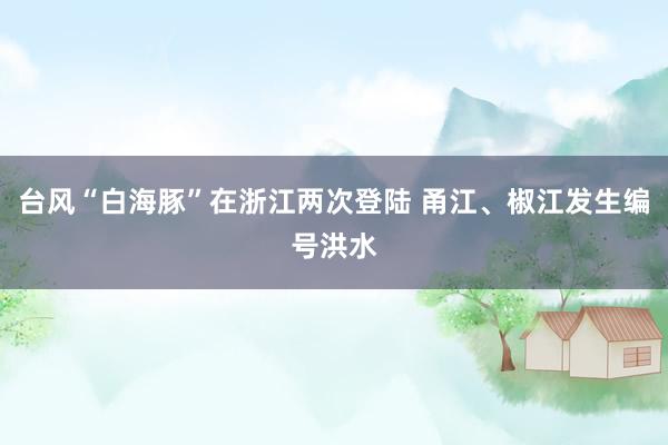 台风“白海豚”在浙江两次登陆 甬江、椒江发生编号洪水