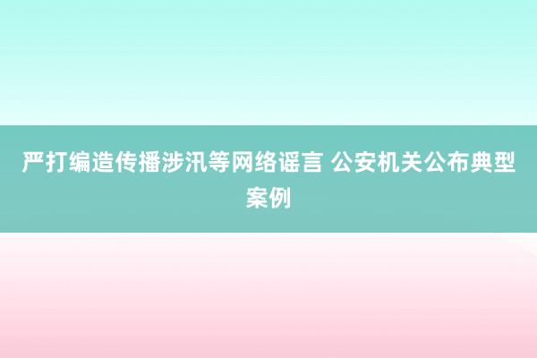 严打编造传播涉汛等网络谣言 公安机关公布典型案例