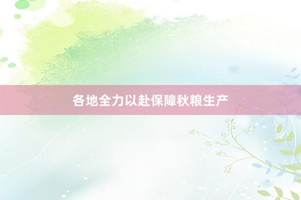 各地全力以赴保障秋粮生产