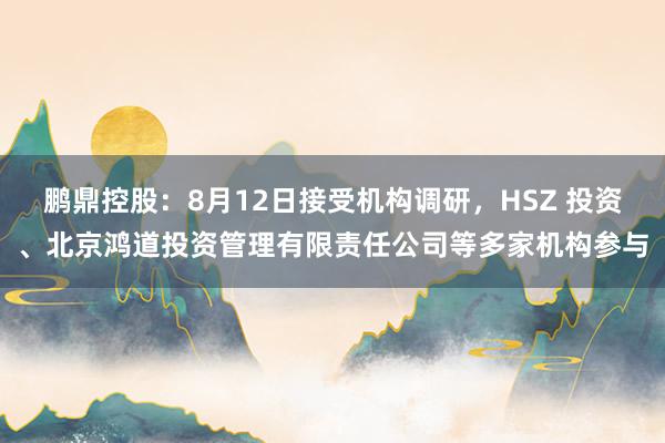 鹏鼎控股：8月12日接受机构调研，HSZ 投资、北京鸿道投资管理有限责任公司等多家机构参与