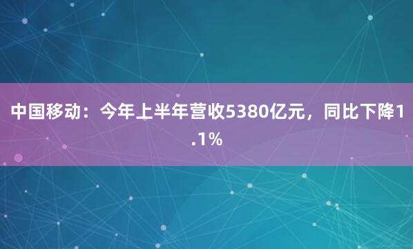 中国移动：今年上半年营收5380亿元，同比下降1.1%