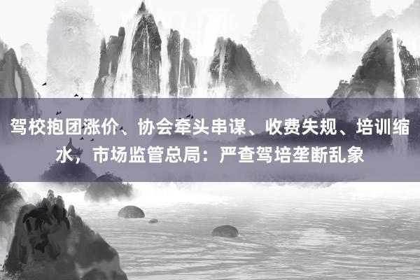 驾校抱团涨价、协会牵头串谋、收费失规、培训缩水，市场监管总局：严查驾培垄断乱象