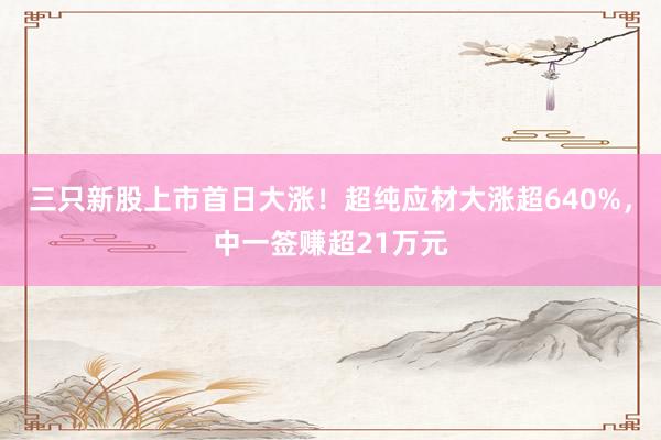 三只新股上市首日大涨！超纯应材大涨超640%，中一签赚超21万元
