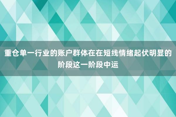 重仓单一行业的账户群体在在短线情绪起伏明显的阶段这一阶段中运