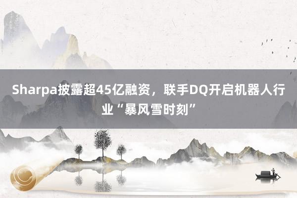 Sharpa披露超45亿融资，联手DQ开启机器人行业“暴风雪时刻”