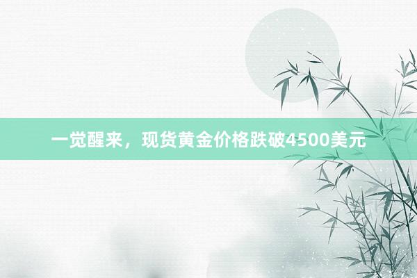 一觉醒来，现货黄金价格跌破4500美元