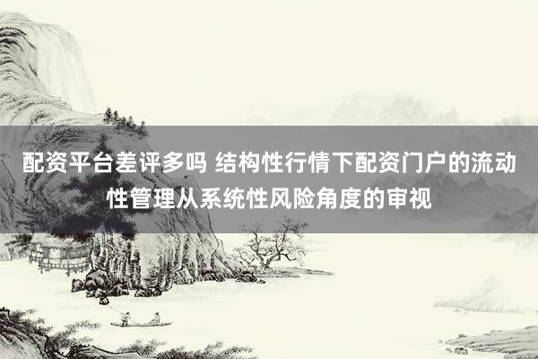 配资平台差评多吗 结构性行情下配资门户的流动性管理从系统性风险角度的审视