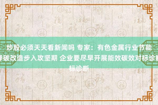 炒股必须天天看新闻吗 专家：有色金属行业节能降碳改造步入攻坚期 企业要尽早开展能效碳效对标诊断