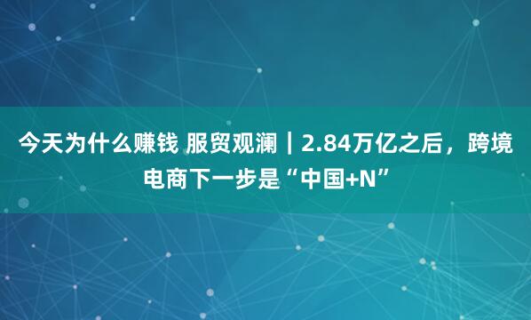 今天为什么赚钱 服贸观澜｜2.84万亿之后，跨境电商下一步是“中国+N”
