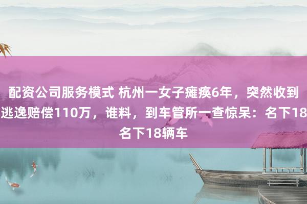 配资公司服务模式 杭州一女子瘫痪6年，突然收到肇事逃逸赔偿110万，谁料，到车管所一查惊呆：名下18辆车