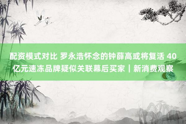 配资模式对比 罗永浩怀念的钟薛高或将复活 40亿元速冻品牌疑似关联幕后买家｜新消费观察