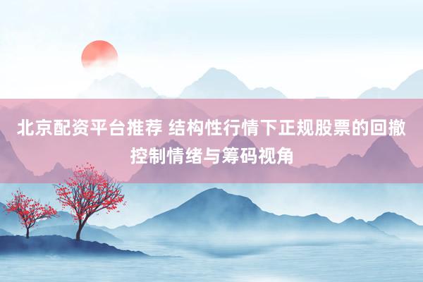 北京配资平台推荐 结构性行情下正规股票的回撤控制情绪与筹码视角