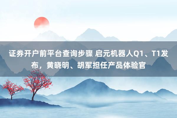 证券开户前平台查询步骤 启元机器人Q1、T1发布，黄晓明、胡军担任产品体验官
