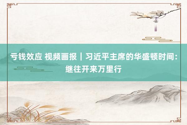 亏钱效应 视频画报｜习近平主席的华盛顿时间：继往开来万里行